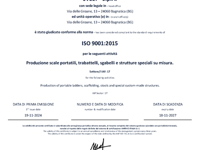 EN ISO 9001 Certification: a new milestone for SVELT SPA