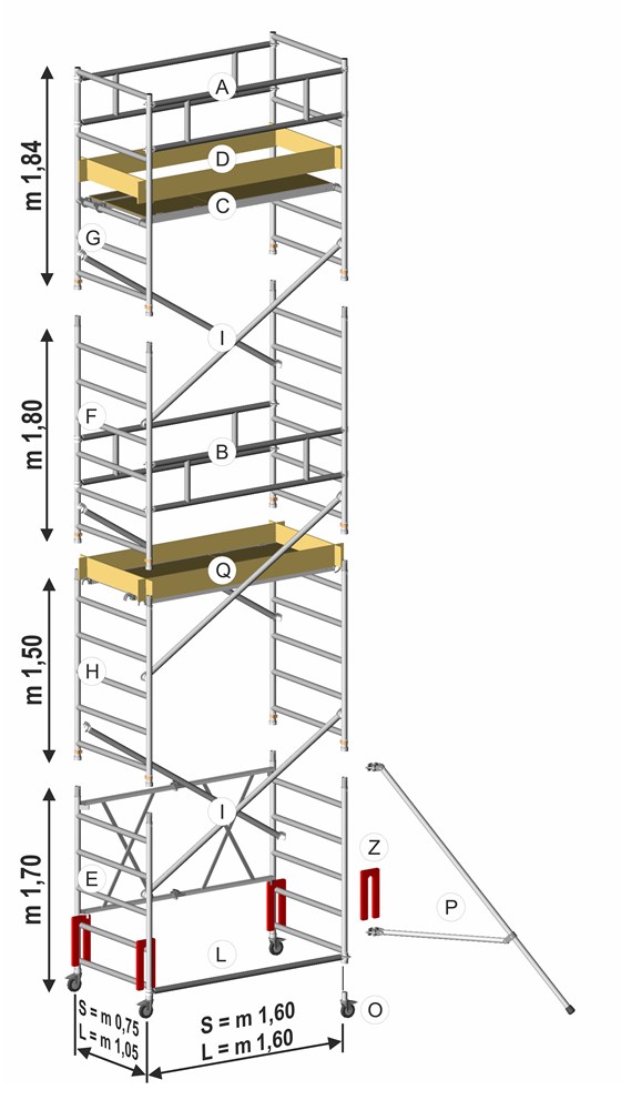 Roller Plus S - Andamio de aluminio modular con base plegable - Andamios  profesionales de aluminio