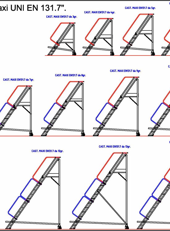 Castellana Maxi - Escalera con plataforma y peldaño ancho