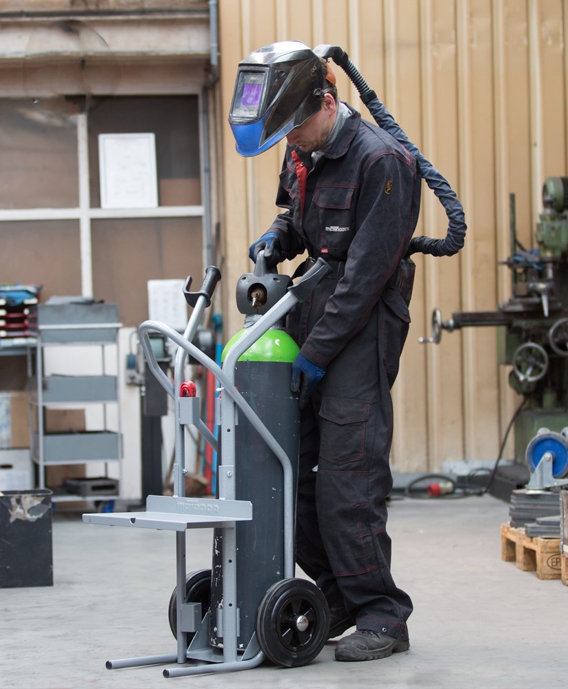 Carrello porta saldatrice con 4 cassetti ripiano per bombola e catene di  sicurezza, Trolley in metallo Nero