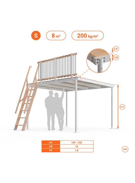 SOPPALCO IN ACCIAIO TS8 SCALA LEGNO